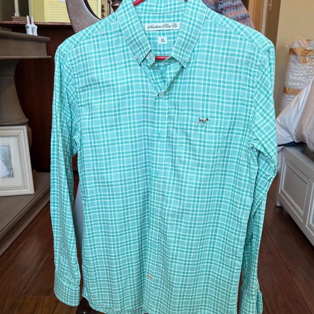 William Rast Men's Aqua Checkered Shirt